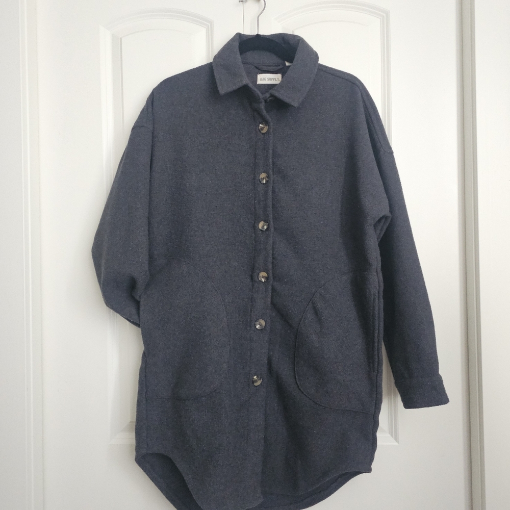 Rag Supply Shacket Women's Button Down Shirt - Dark Gray Sz XS